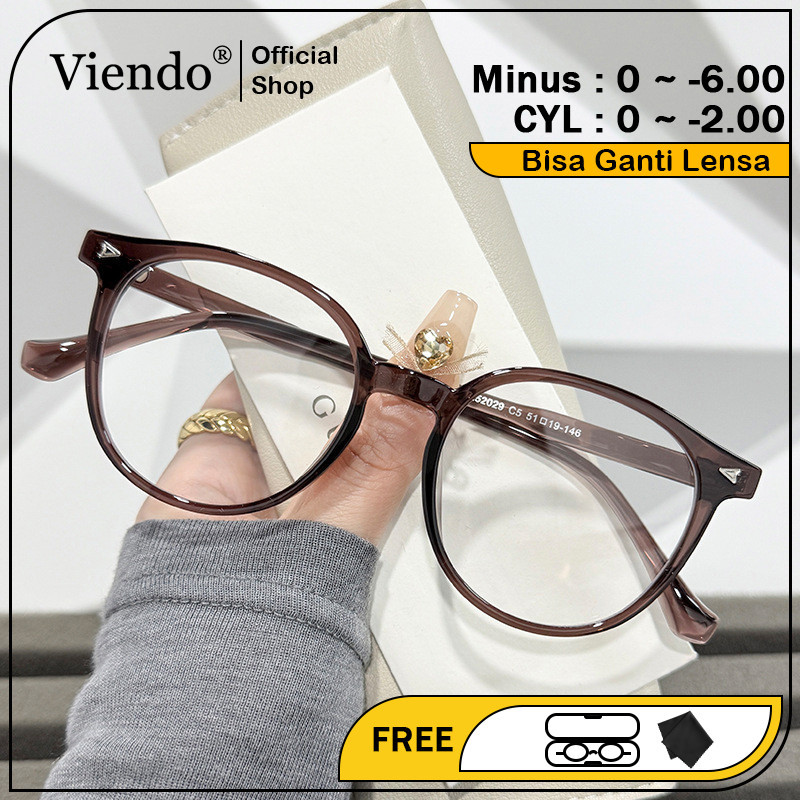 Viendo Kacamata Photocromic Minus Anti Blueray Wanita Pria Bluecromic Silinder Kaca Mata Optik 52029