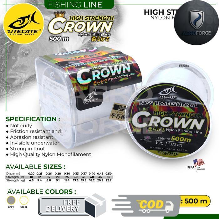 Senar Pancing Kuat Panjang 500 Meter Utecate Crown Warna Putih Clear - 018