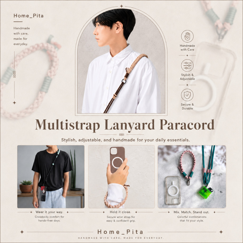 (Pegasus Cell) Multistrap Phonestrap Lanyard Paracord HP Adjustable 2in1 Crossbody | Smartphone Hold