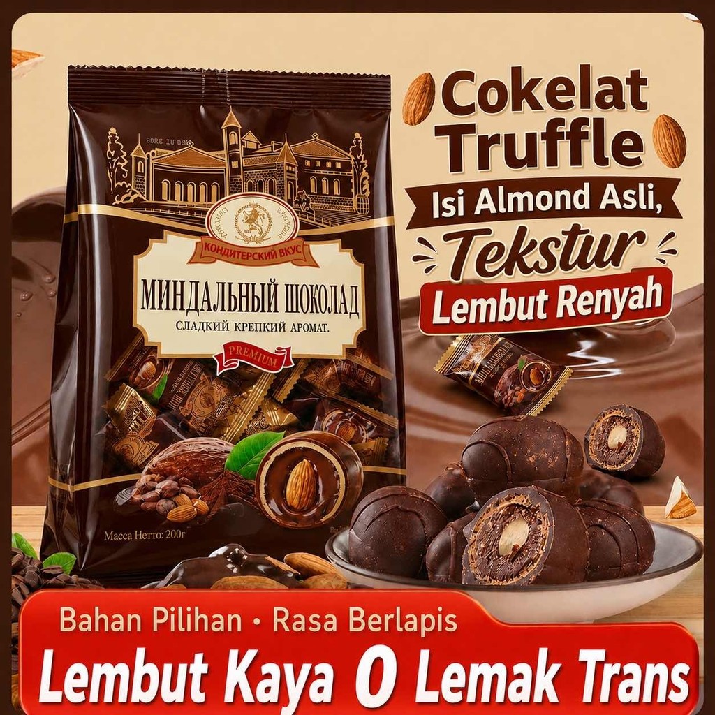 [ Dark Coklat Rendah Kalori ] Kacang Almond Cokelat 200g / Kacang Almond Coklat Hitam Dark / Snack C