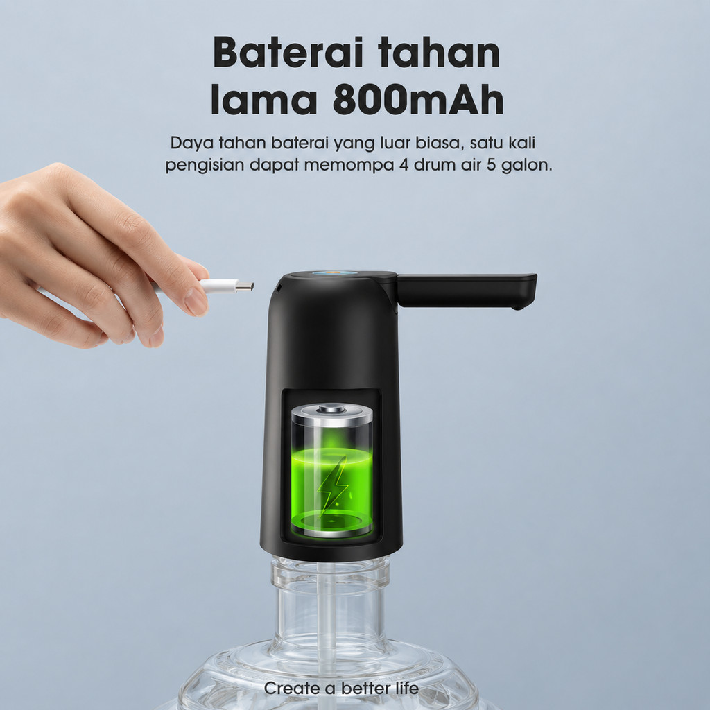 SAMONO Pompa Air Galon Elektrik Free Kabel Micro USB Filter Air Pompa Galon Kran Galon Air Minum SW-