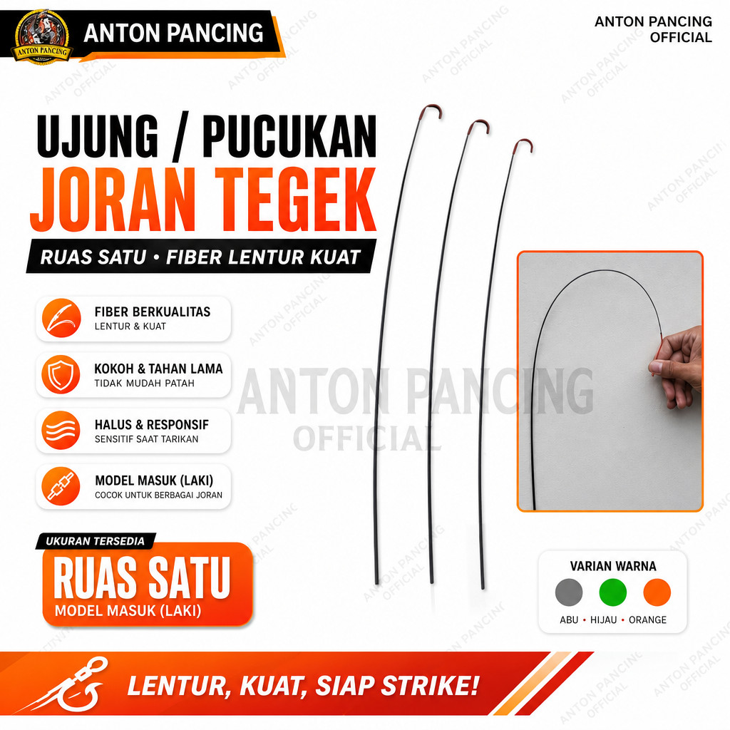 Ujung Atau Pucukan Joran Tegek Ruas Satu Bahan Fiber Lentur Kuat