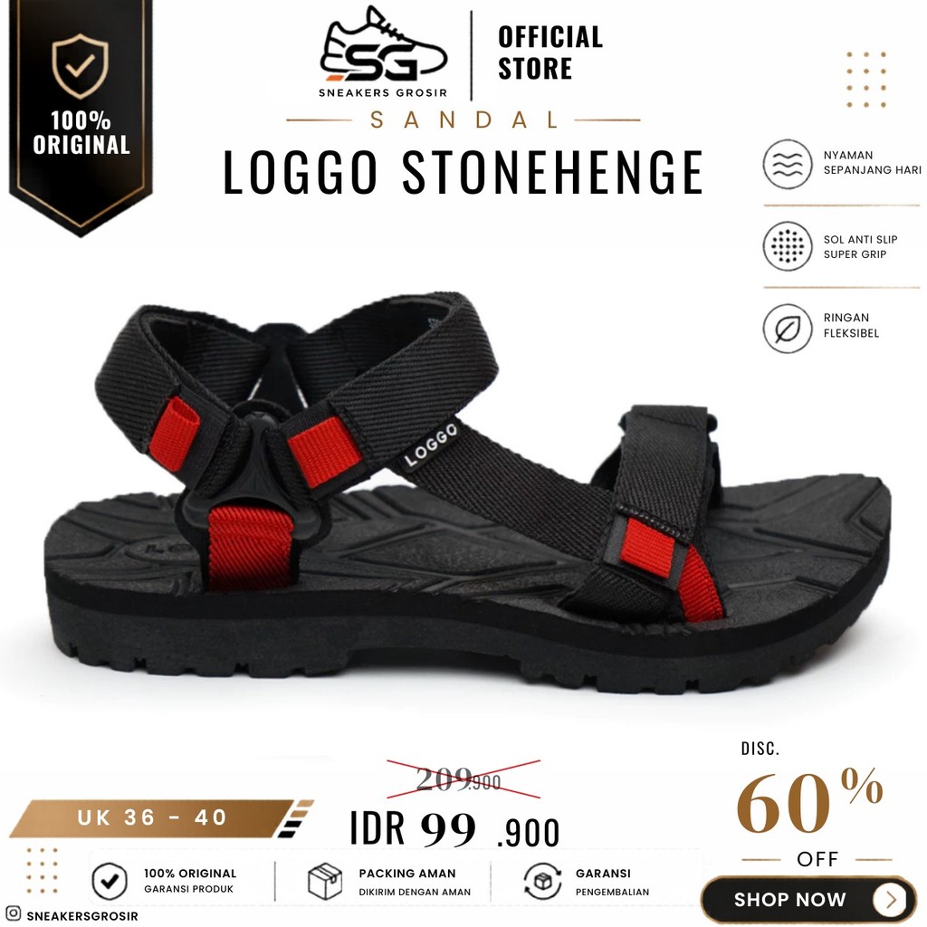 Sandal Gunung Loggo Stonehenge Series - Sandal gunung unisex Black size 34 - 43