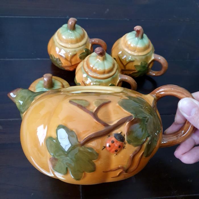 antik / koleksi / lawas teaset pumpkin