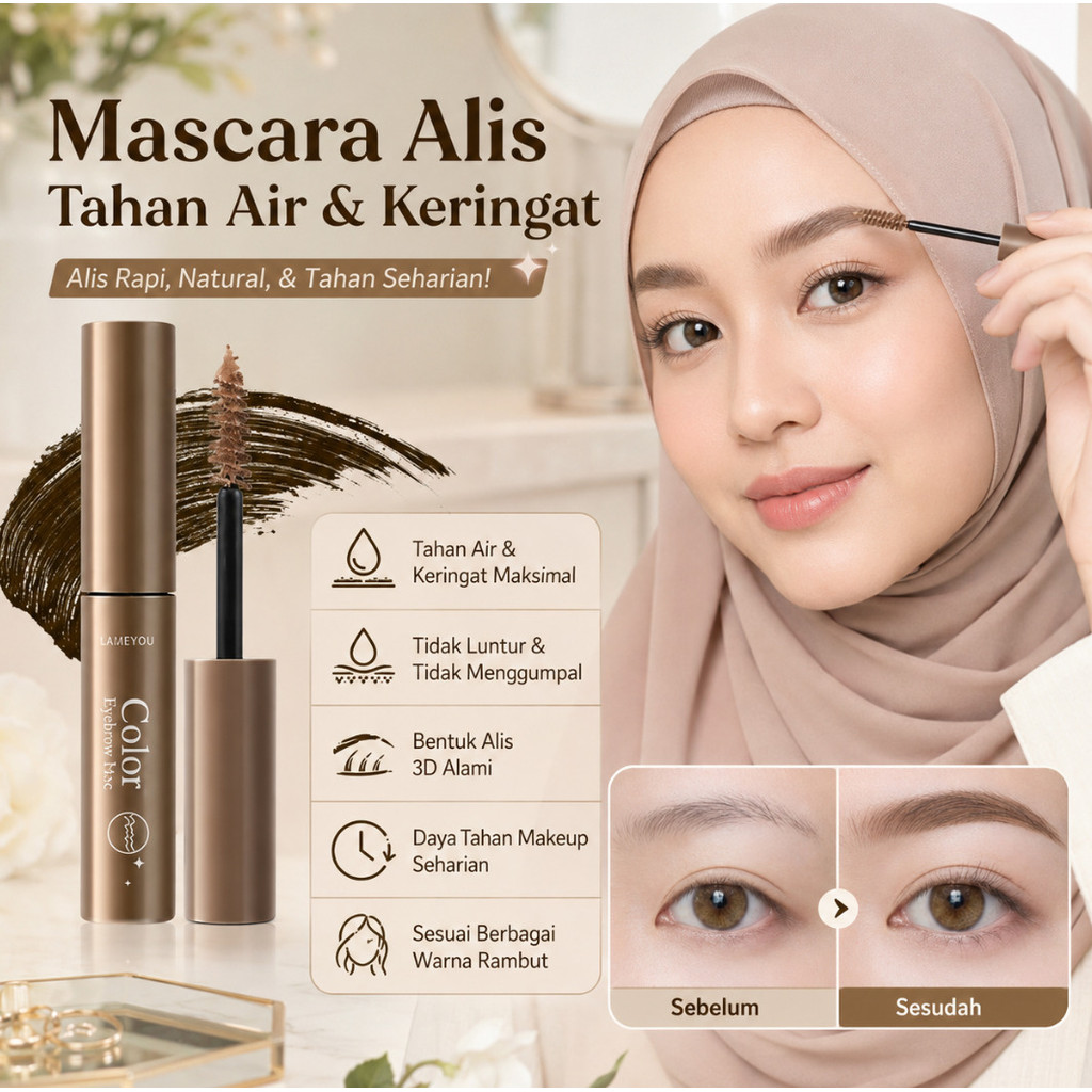 [COD]Eyebrow Mascara  Maskara Alis/Brow Mascara Tahan Air/Krim Alis Waterproof Tahan Air Tanpa Luntu