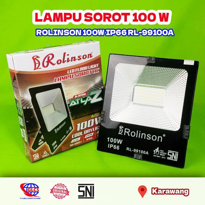 Lampu Sorot ROLINSON 100W IP66 RL-99100A LED Floodlight Outdoor Terang