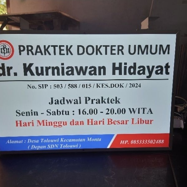 Neon Box/Plang Bidan/Papan Nama Bidan Ukuran 40x60 cm