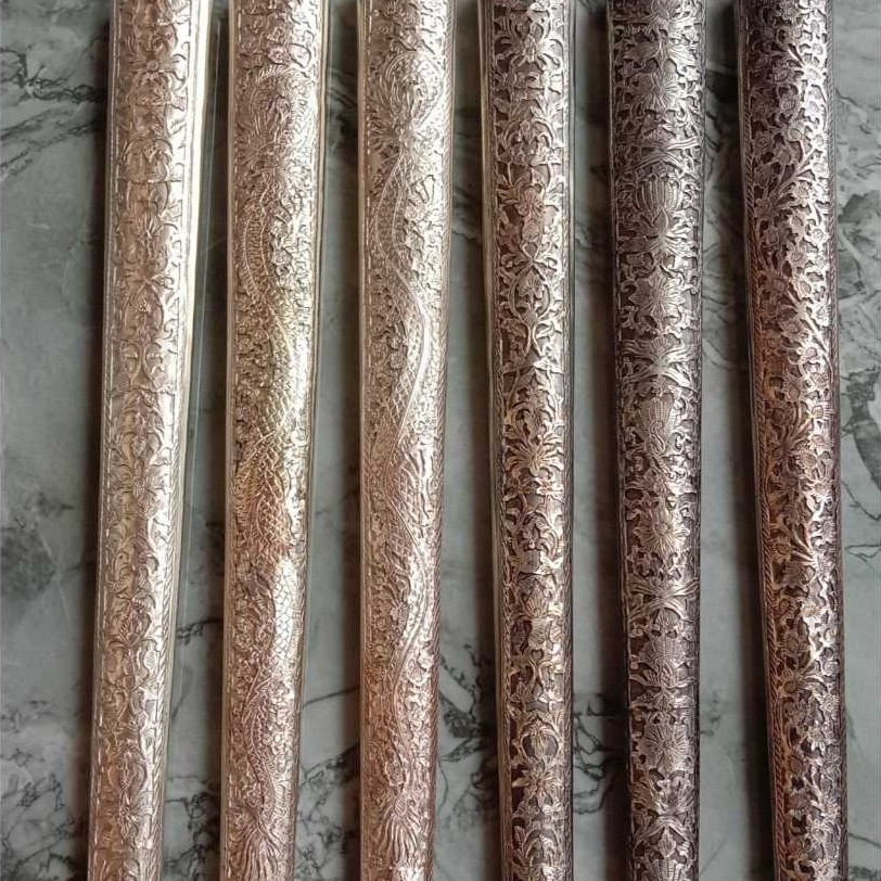 Pendok Keris Model Bunton Templek Jogja 1,2ml Bahan Kuningan Sepuh Perak