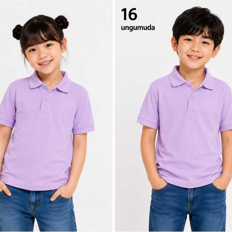 Kaos kerah Anak FO polos WARNA LILAC / kaos polo anak / poloshirt anak / Kaos polo katun Premium