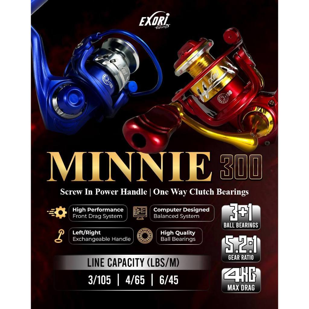 Reel SPINNING EXORI MINNIE 300 (POWER HANDLE) AFD FISH