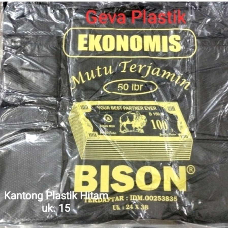 ( 1 bks) Plastik Kantong Hitam Bison uk 24 Plastik Kantong Serbaguna Plastik Kantong Hitam uk 24