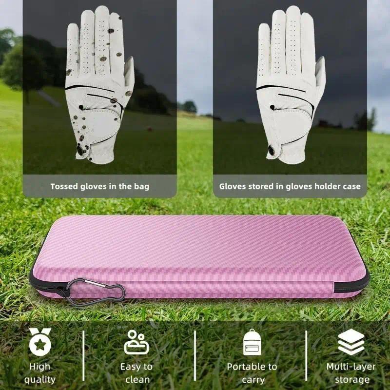 R6FE Golf Glove Case Golf Glove Box with Glove Holder for Golf Bag Storage