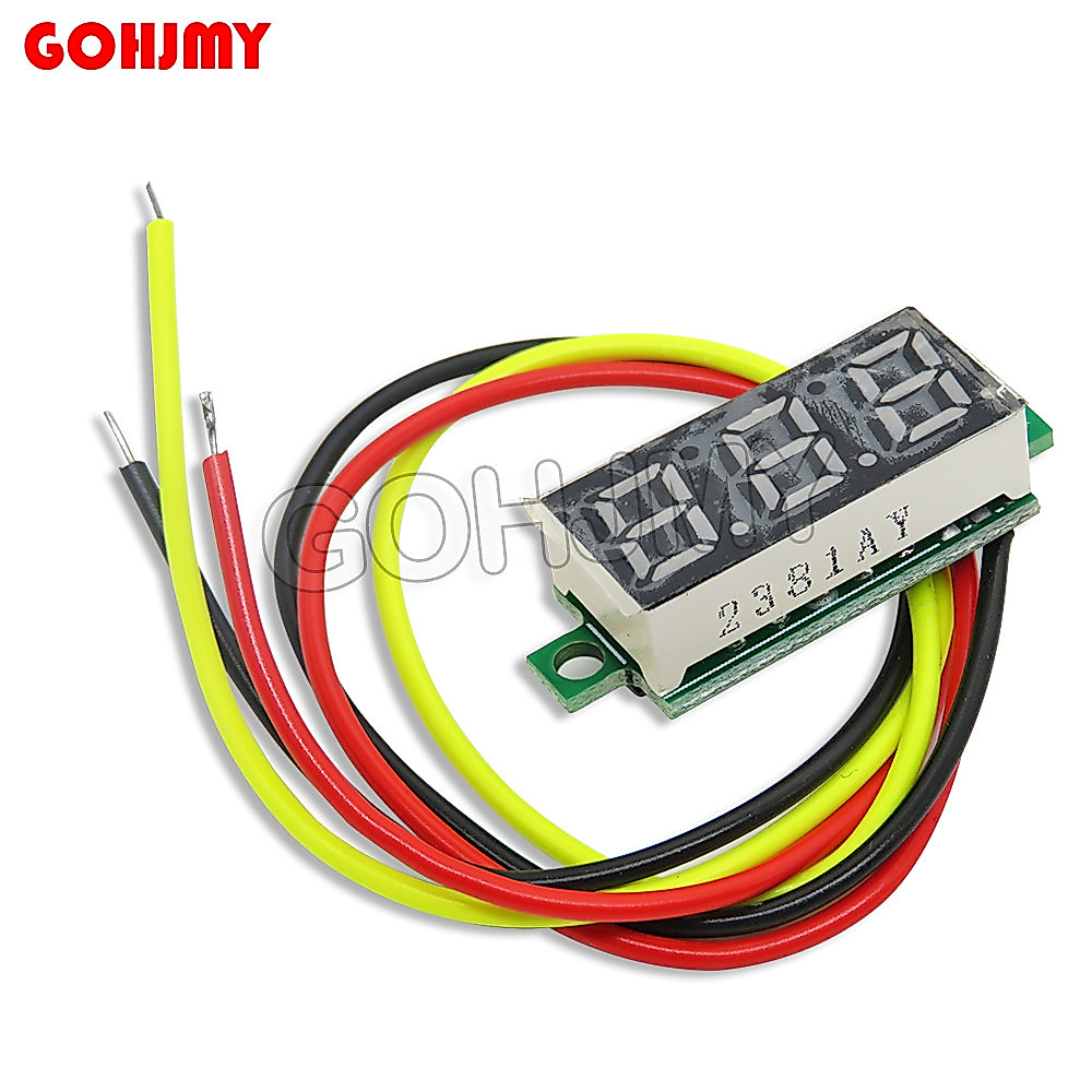 0.28 ''Mini gital Voltmeter 0-100V DC gital Adjustable Battery Voltmeter Red / Green /Blue / Yellow 