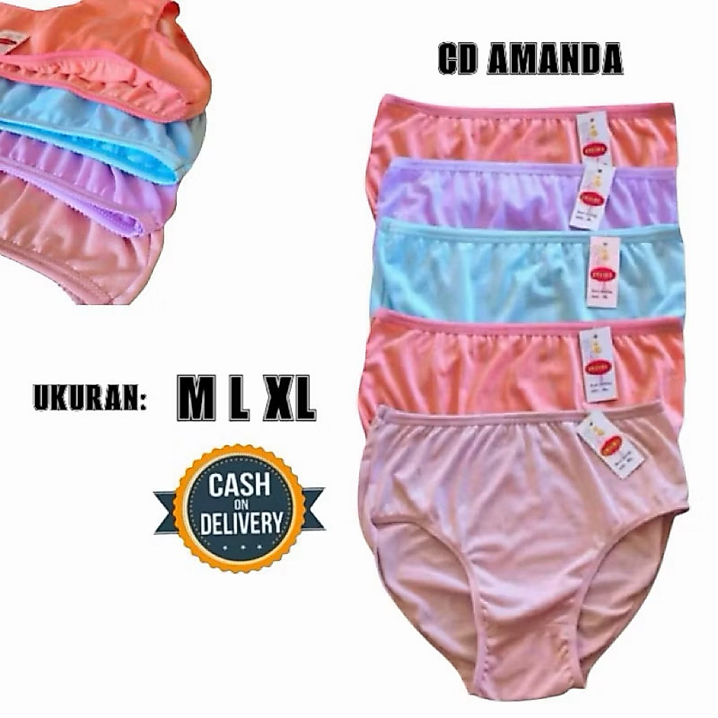 6pcs CD celana dalam wanita dewasa  motif polos AMANDA/cd wanita