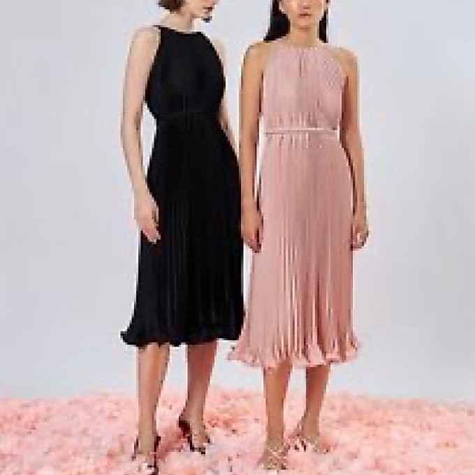 Official Claude NWT Lua Dress NAVY S-M pleats dress