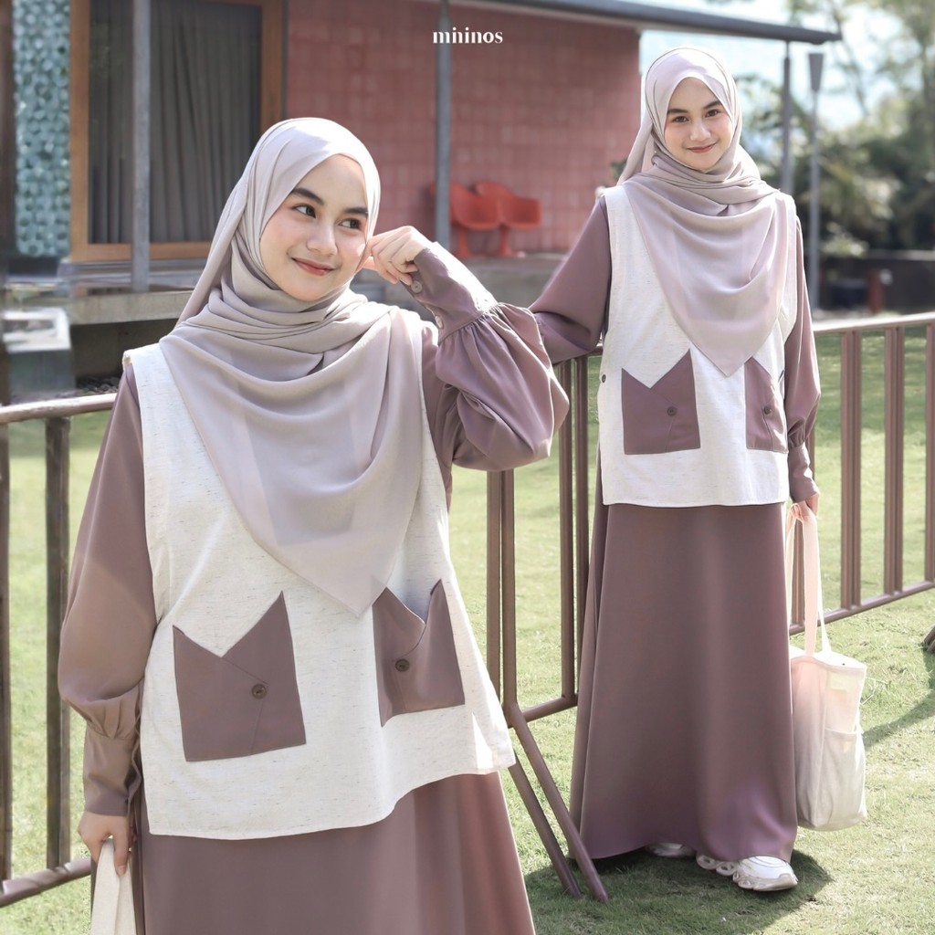 Mininos Sekka Set Outer Gamis 2in1 Set Gamis Outer Remaja Muslimah