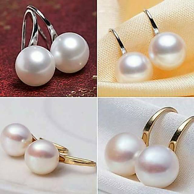 A1 ANTING MUTIARA ASLI AIR TAWAR LOMBOK ANTING MUTIARA RHODIUM MURAH TAHAN LAMA ANTING CEWEK BENTUK 