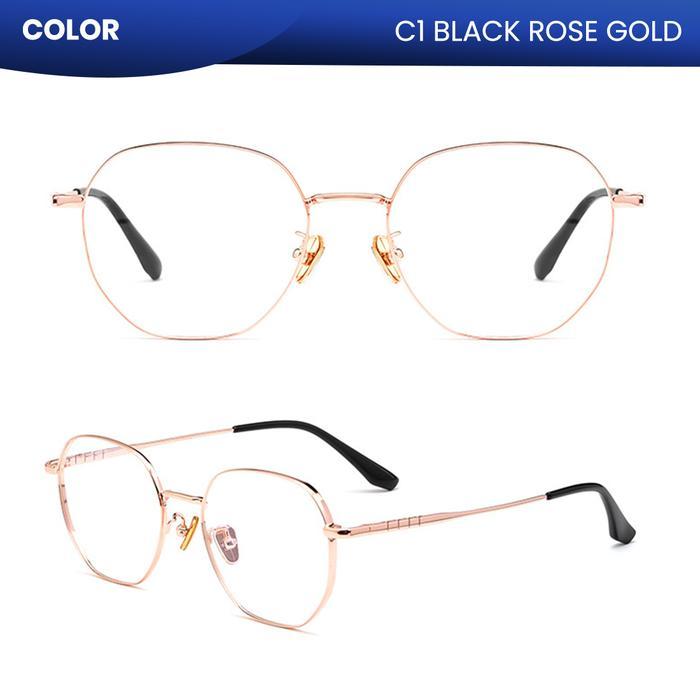 Kacamata Frame Geometric Titanium Desain Elegan Ringan dan Nyaman Lensa Photocromic Blueray Glasses 