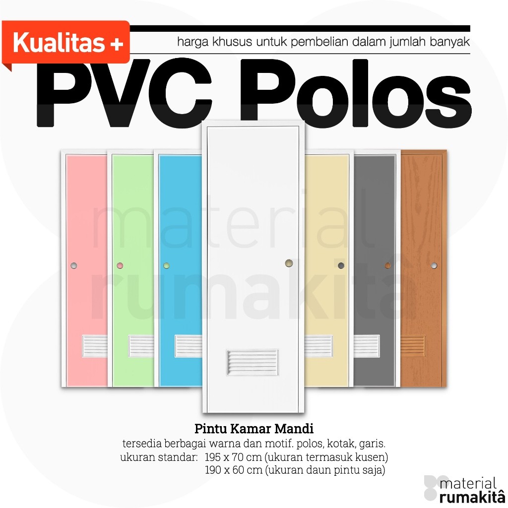 Pintu Kamar Mandi PVC / Pintu PVC - Polos Warna 1 Set