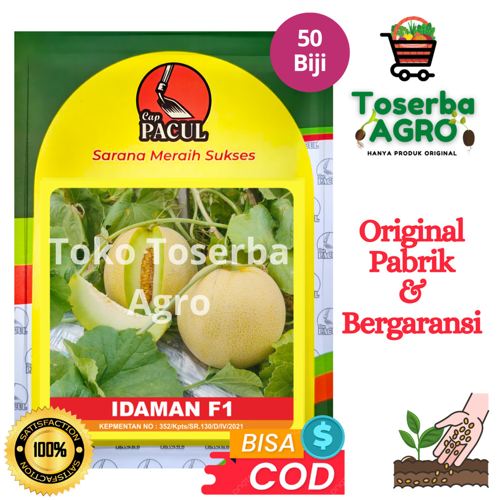 Benih Bibit Melon Madu Tahan Virus Kuning IDAMAN F1 50 Biji Cap Pacul Kujang