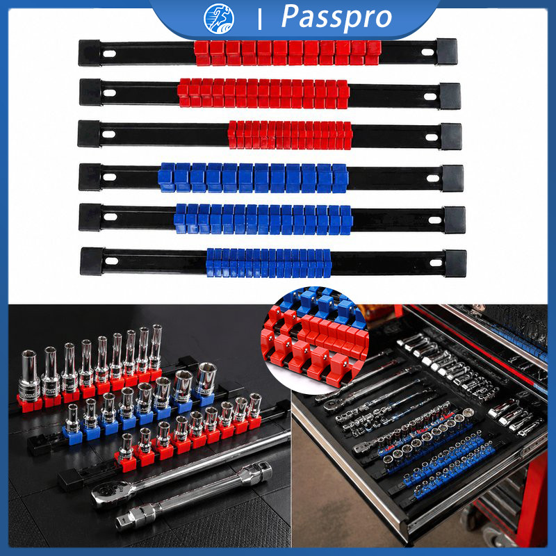 Socket Rail 6pcs Tempat Socket Mata Kunci Socket Holder Adjustable Organizer