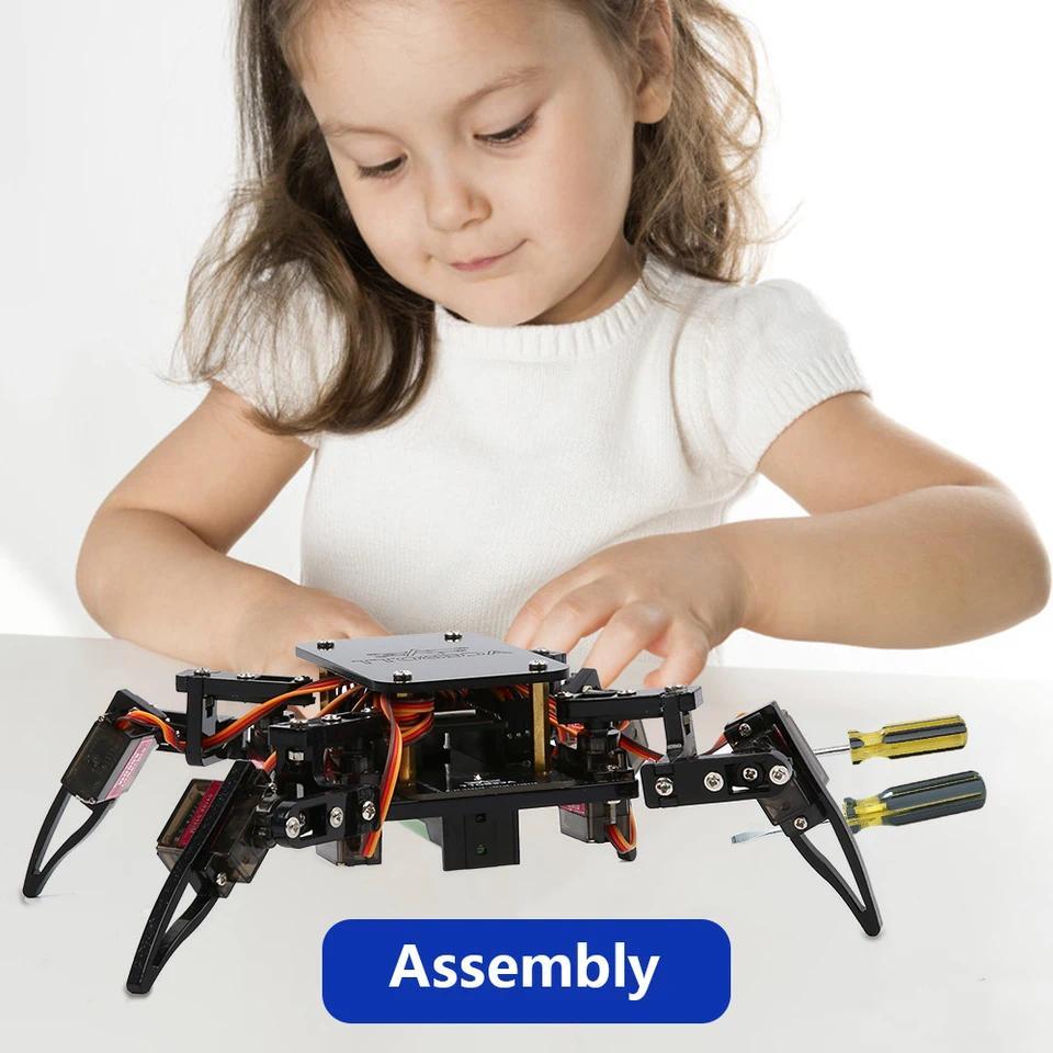 Kit Robot Laba-laba Bionik Berkaki Empat ACEBOTT ESP8266, Kontrol Jarak Jauh Melalui Aplikasi, Proye