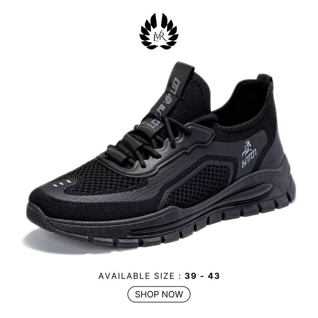 EVR Minho Sepatu Sneakers Pria Casual Sepatu Sport Hitam LV0378