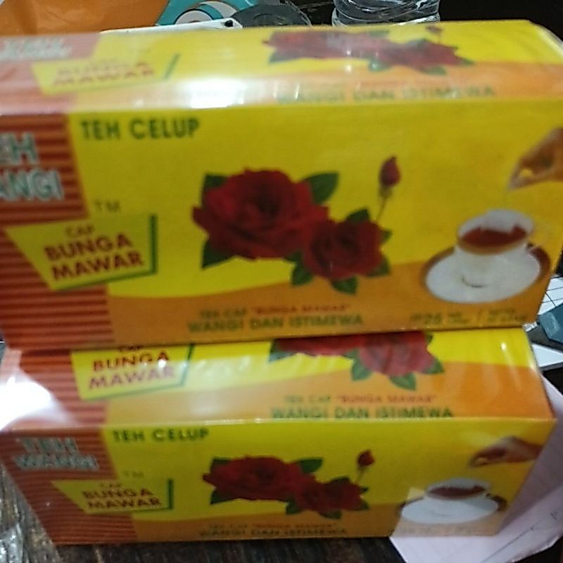 Teh mawar celup/Teh cap bunga mawar  isi 25 kantong