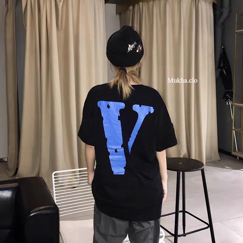 HOT Kaos Oversize VLONE LOGO Blue V  Hype Streetwear Comfortable Couple Tee