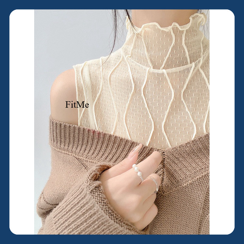 Fitme KK-527 Crop Lace Mesh Top, Vest Top, tanktop kamisol Atasan lace Renda Dalaman Baju Blouse tra