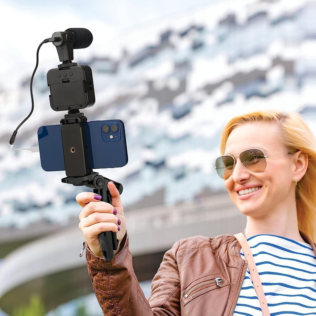 Vlogging Kit HP Lengkap Alat Live Streaming Konten Podcast Content Creator Video Youtube Shorts Mic 