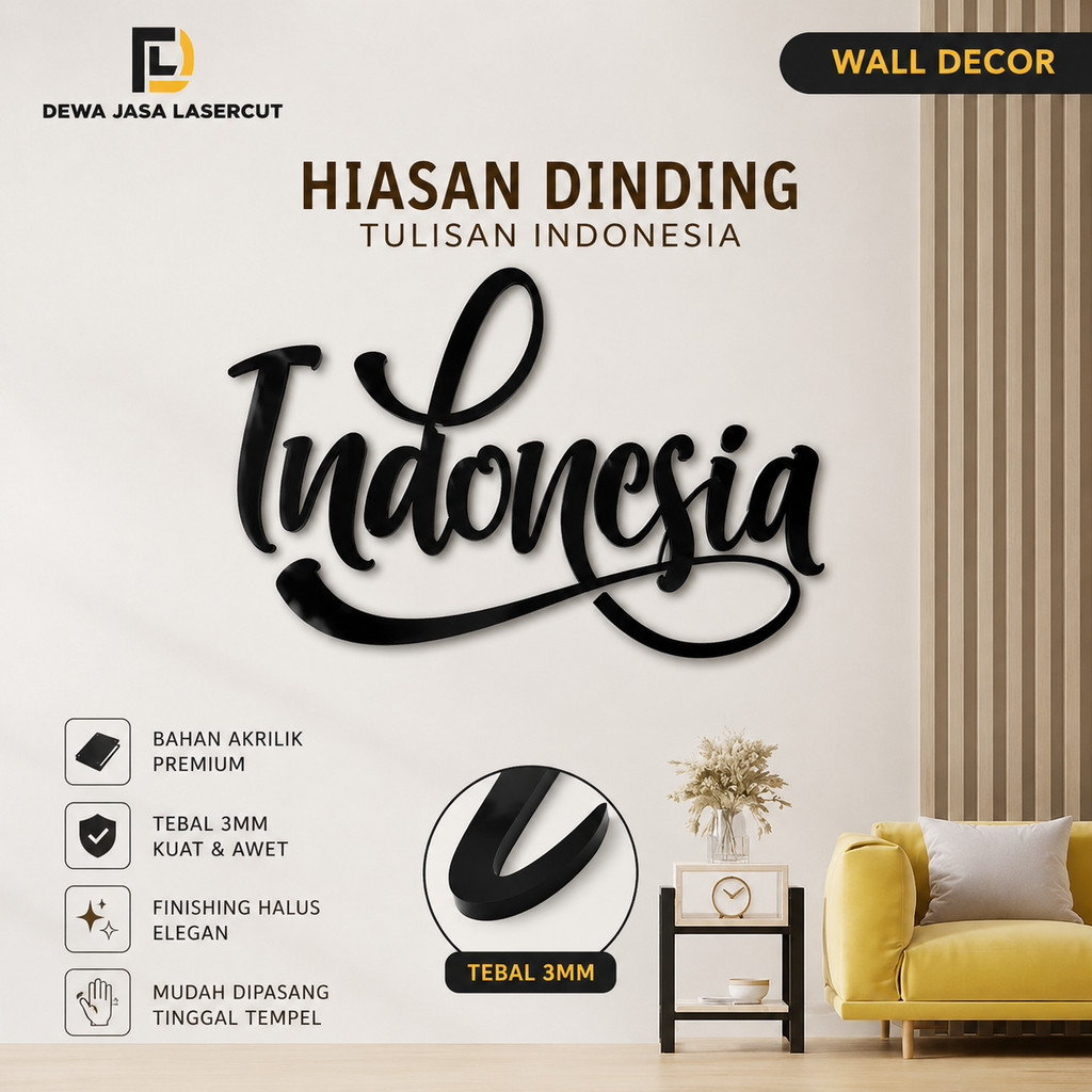 Peta Indonesia | Wall Sticker Akrilik Timbul | Dekorasi Hiasan Dinding