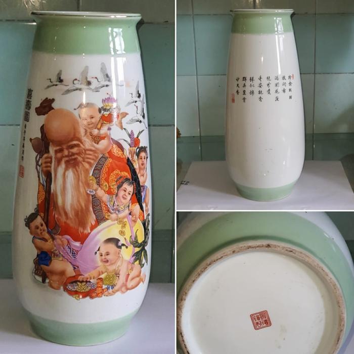 GUCI ANTIK GUCI KERAMIK IMPORT MOTIF DEWA / BURUNG - DEWA