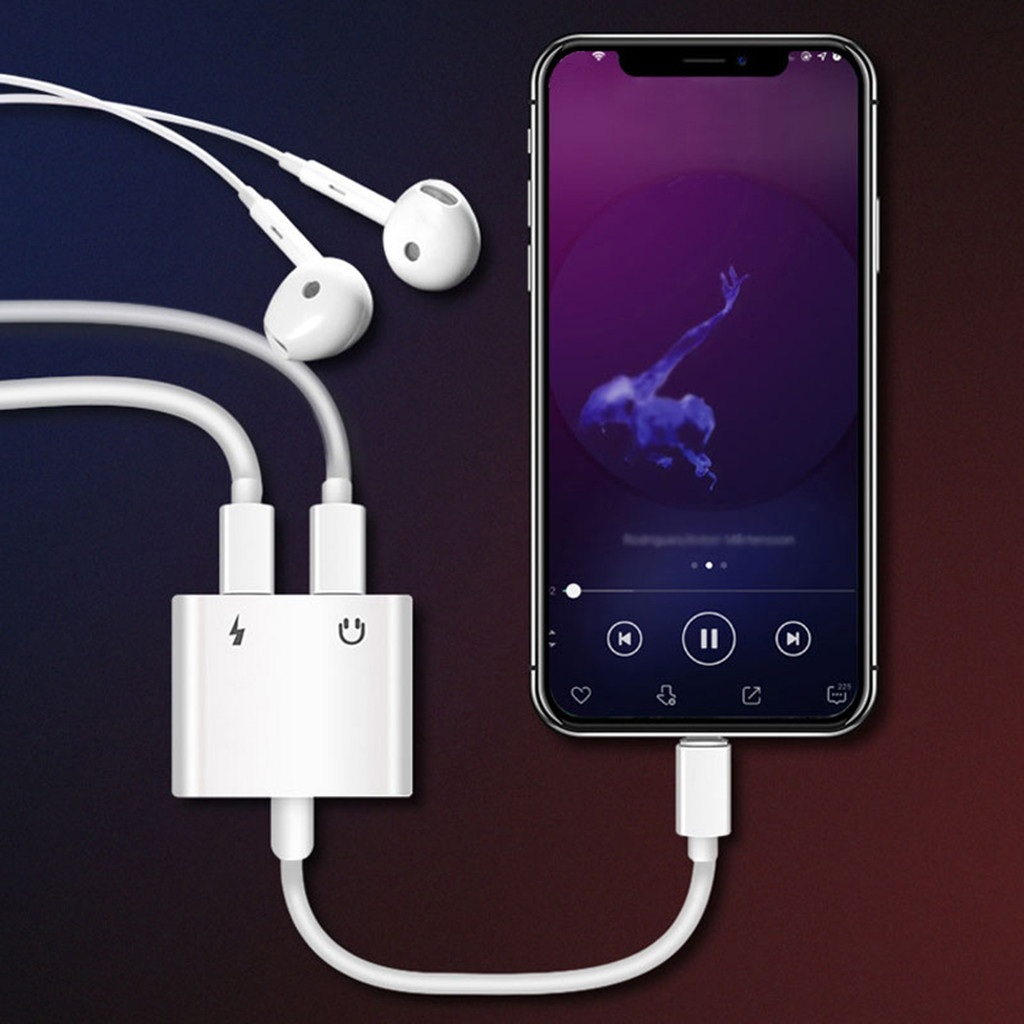 compatible for Splitter Iphone 2 in 1 Lightning Fast Charging Audio Jack Mic Adaptor Splitter Iphone