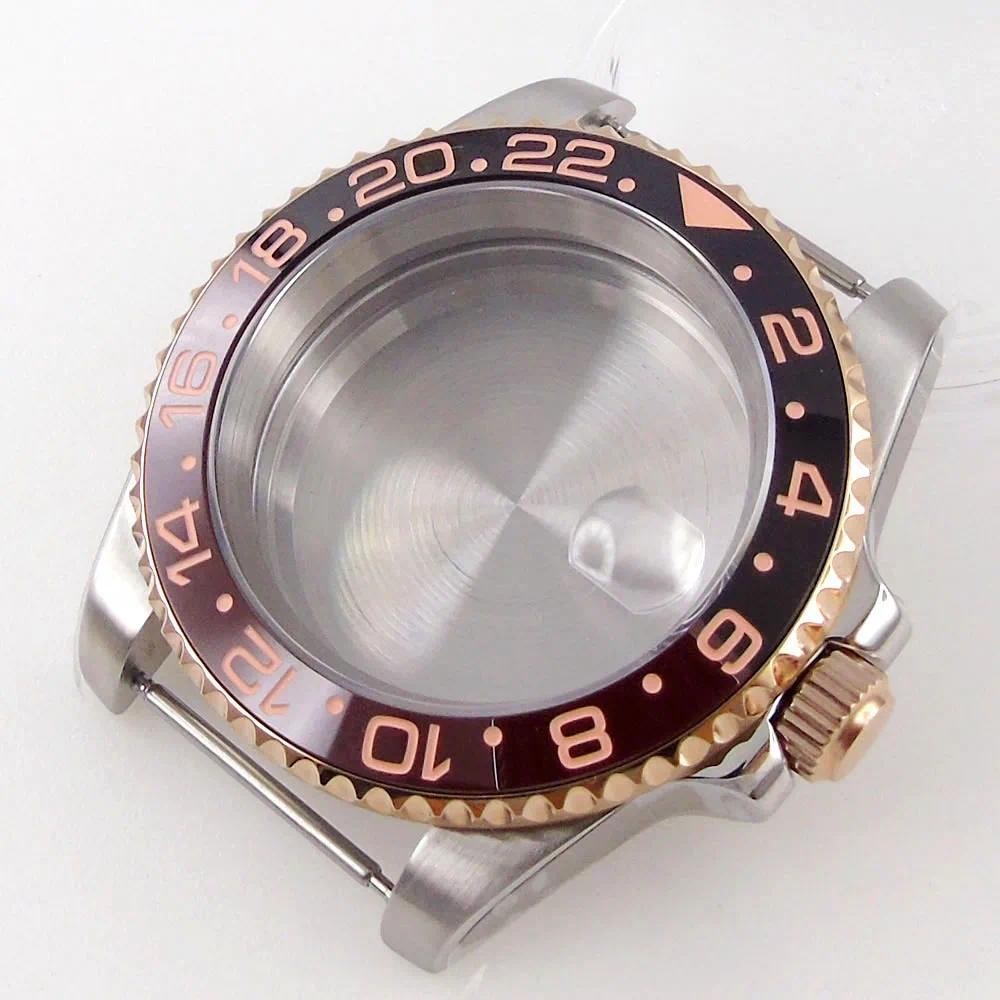 Casing Jam Tangan Pria 40mm Dua Warna Rose Golden untuk Modifikasi Jam SUB GMT NH34A NH35A NH36 NH70