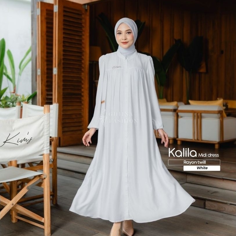 KALILA MIDI DRESS BY GHIINA FASHION || Gamis hitam || Gamis putih || Gamis polos || Gamis rayon
