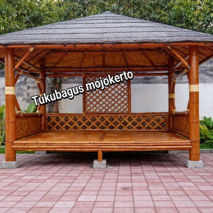 Gazebo Bambu  Atap Ijuk+paranet