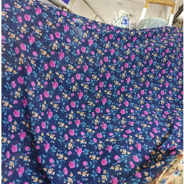 KAIN BAHAN MOTIF BUNGA MAWAR KECIL CANTIK KAIN BABYDOLL PREMIUM KTX