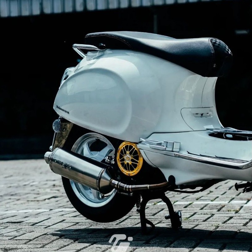 SHAMUTO Sleeper Exhaust Knalpot Silver Vespa LX S Sprint Primavera 150 3v iget abs 180 abs