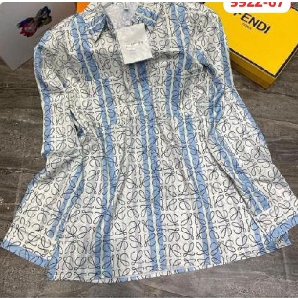 Fashion Women Pakaian Baju Atasan Loewe Kemeja Blouse Wanita Formal non Formal Casual