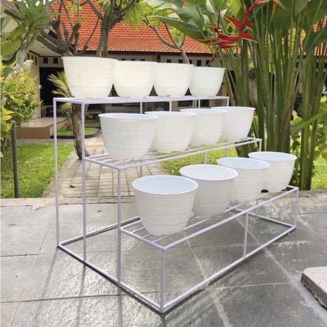 Premium Rak Bunga Susun Besi Tingkat 3 / Rak Bunga Minimalis / Rak Pot Bunga Susun Besi Original