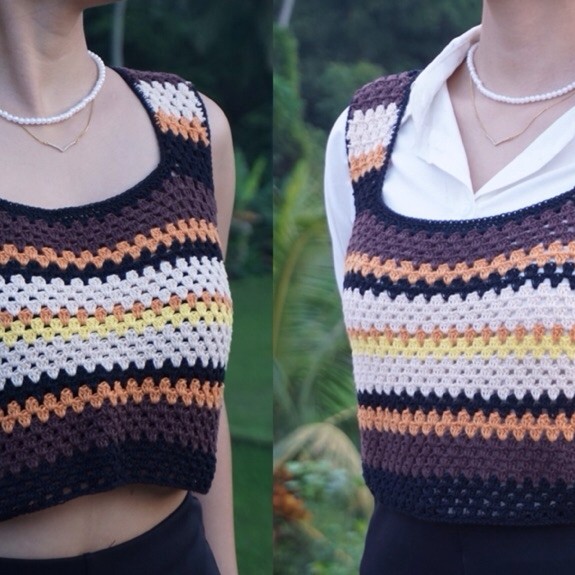 vest rajut handmade / crochet vest / atasan rajut / tank top rajut