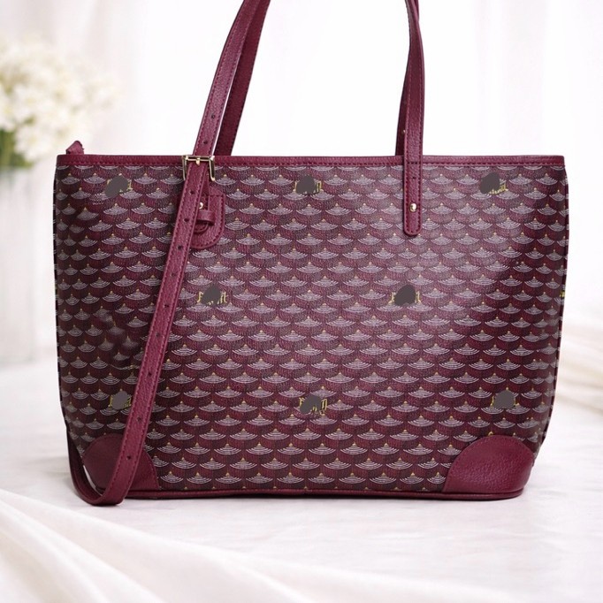 TOTE BAG KULIT ASLI FLPP SIZE 27-MAROON