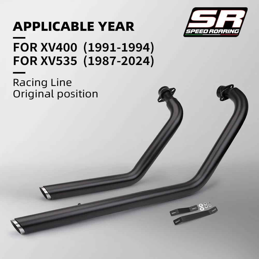 Fit For Virago 535 XV 400 XV535 XV400 XV535/400 Motorcycle Dual Exhaust Full System Muffler Double M