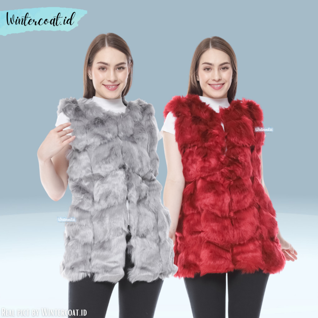 EDITH Fur vest winter coat mantel rompi bulu wanita cewek musim dingin jumbo big size import premium