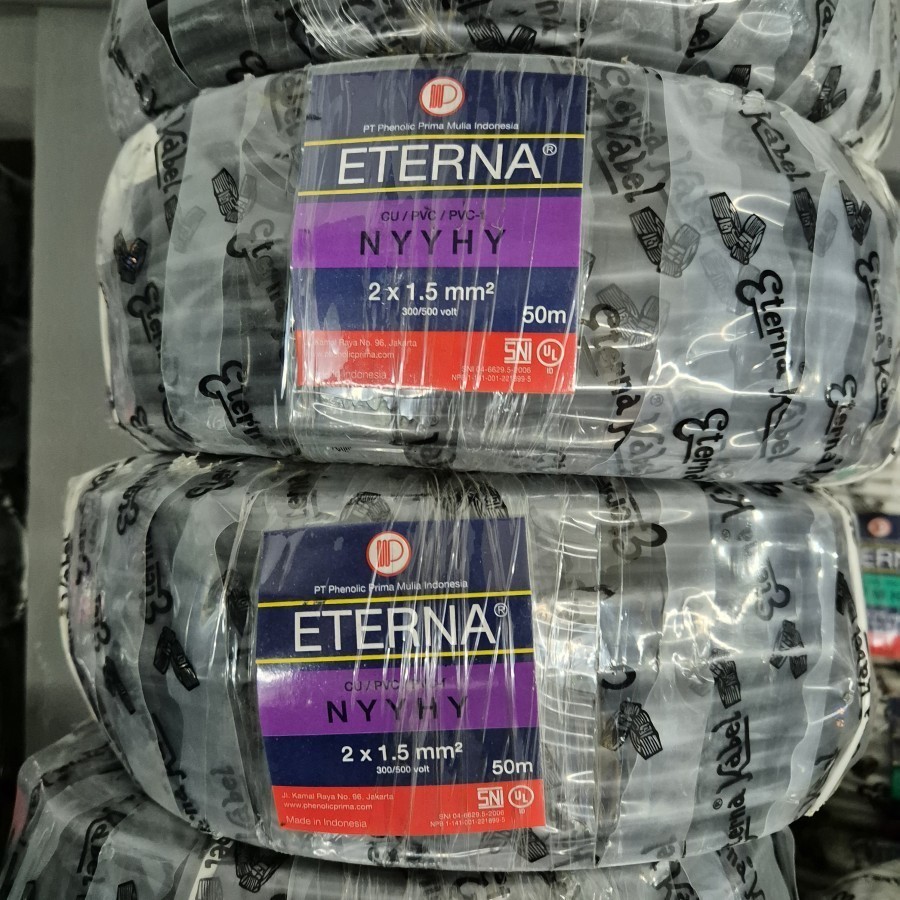 Kabel serabut NYYHY 2x1,5x50 Meter Eterna 1 roll
