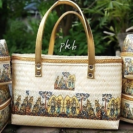 Tas Bambu Set 4 Keben Deco Motif Wayang