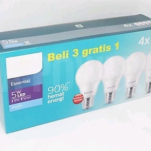 "New" Ph*l*ps - Lampu LED Essential Multipack / Paket 5W (Putih)