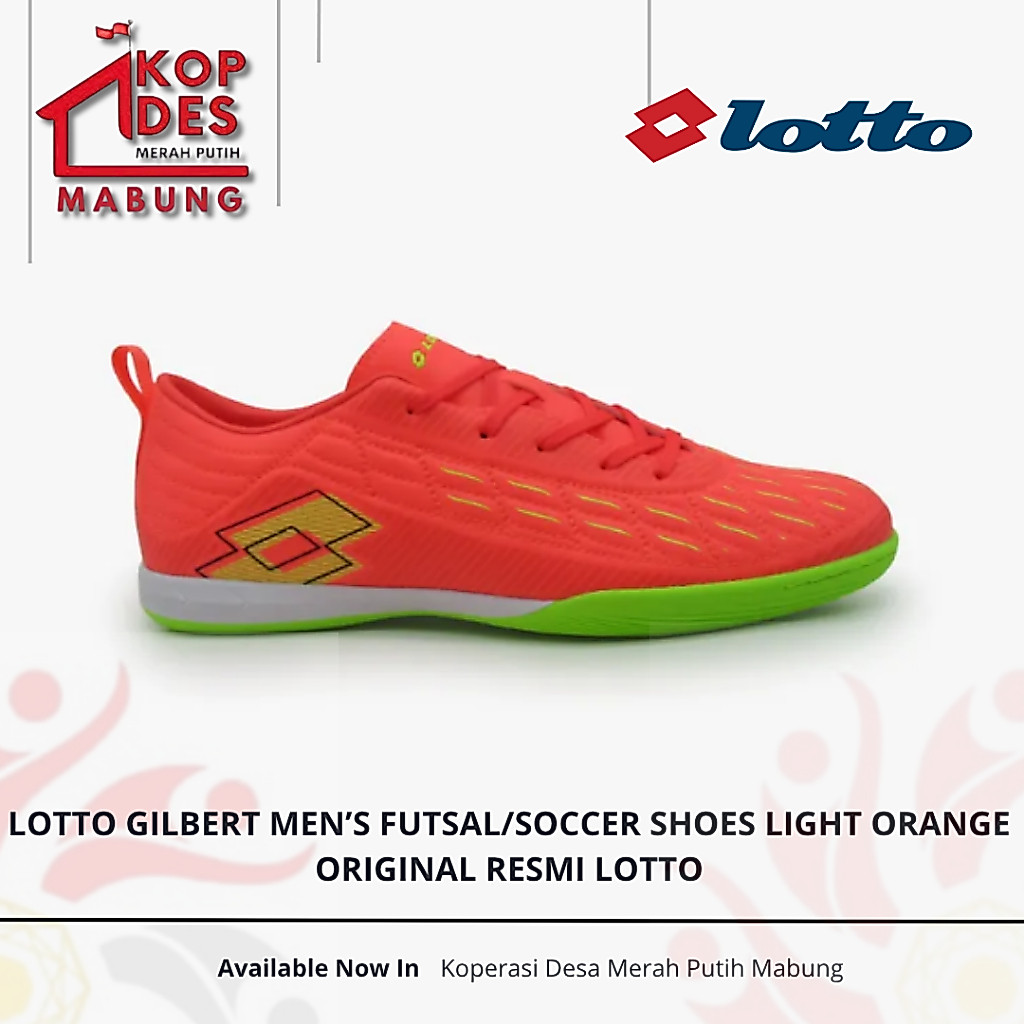 Sepatu Futsal Pria Lotto Gilbert Men's Futsal/Soccer Shoes Light Orange Original