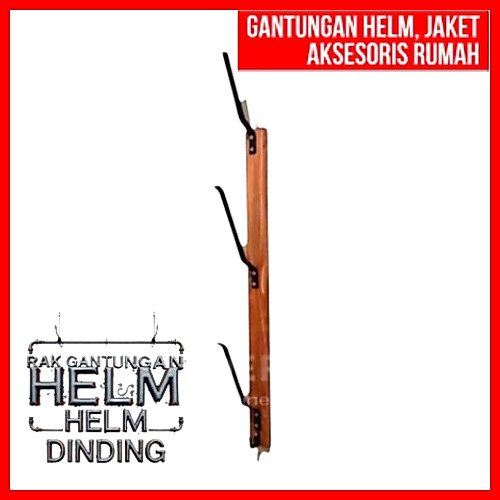 Rak Helm Gantung 3 Susun / Gantungan Helm Dinding, Tempat Helm Kayu / Gantungan Helm Susun Kayu
